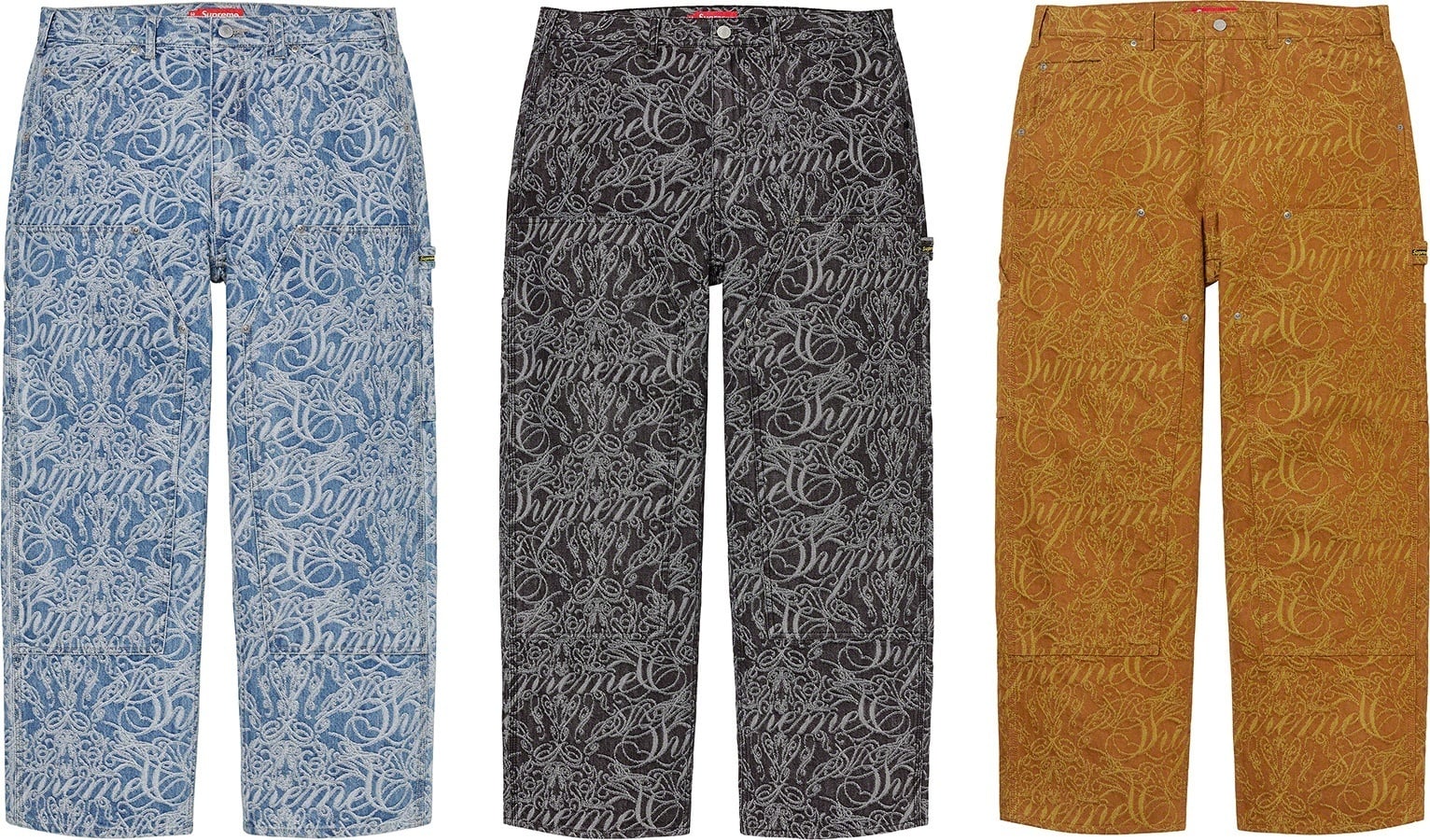 Script Jacquard Double Knee Denim Painter Pant
